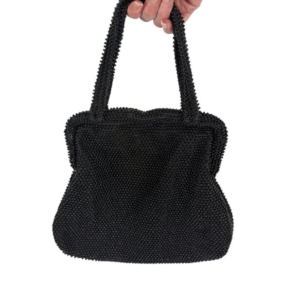 Stunning Vintage 1950's Black Corde Bead Cavier Evening bag Purse - Picture 3 of 15